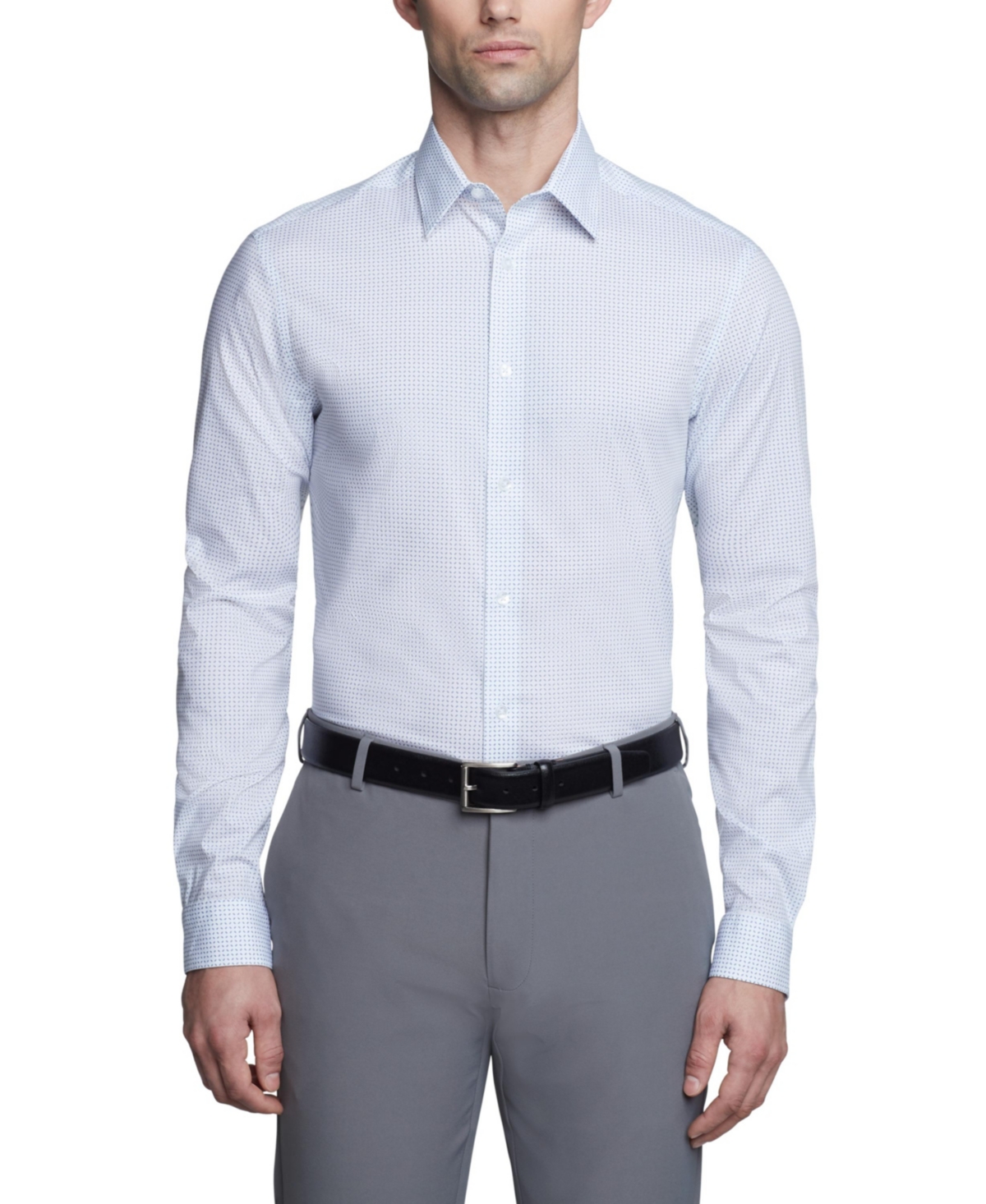 Shop Calvin Klein Men's Steel Plus Slim Fit Stretch Wrinkle Free Dress Shirt In Blue