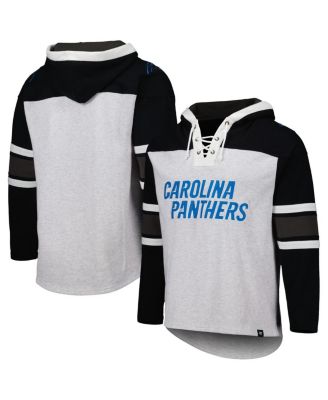 Men's Carolina Panthers Heather Gray Gridiron Lace-Up Pullover Hoodie