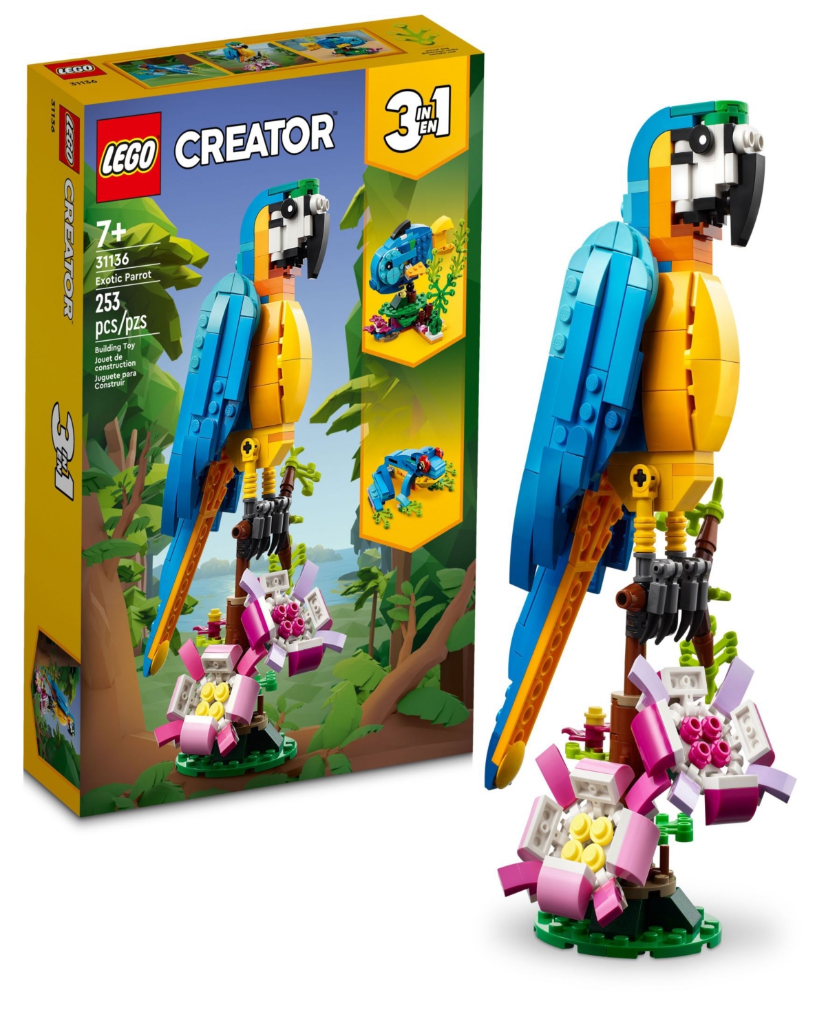 Lego Kids' Creator 31136 3-in-1 Exotic Parrot Toy Building Set In Multicolor