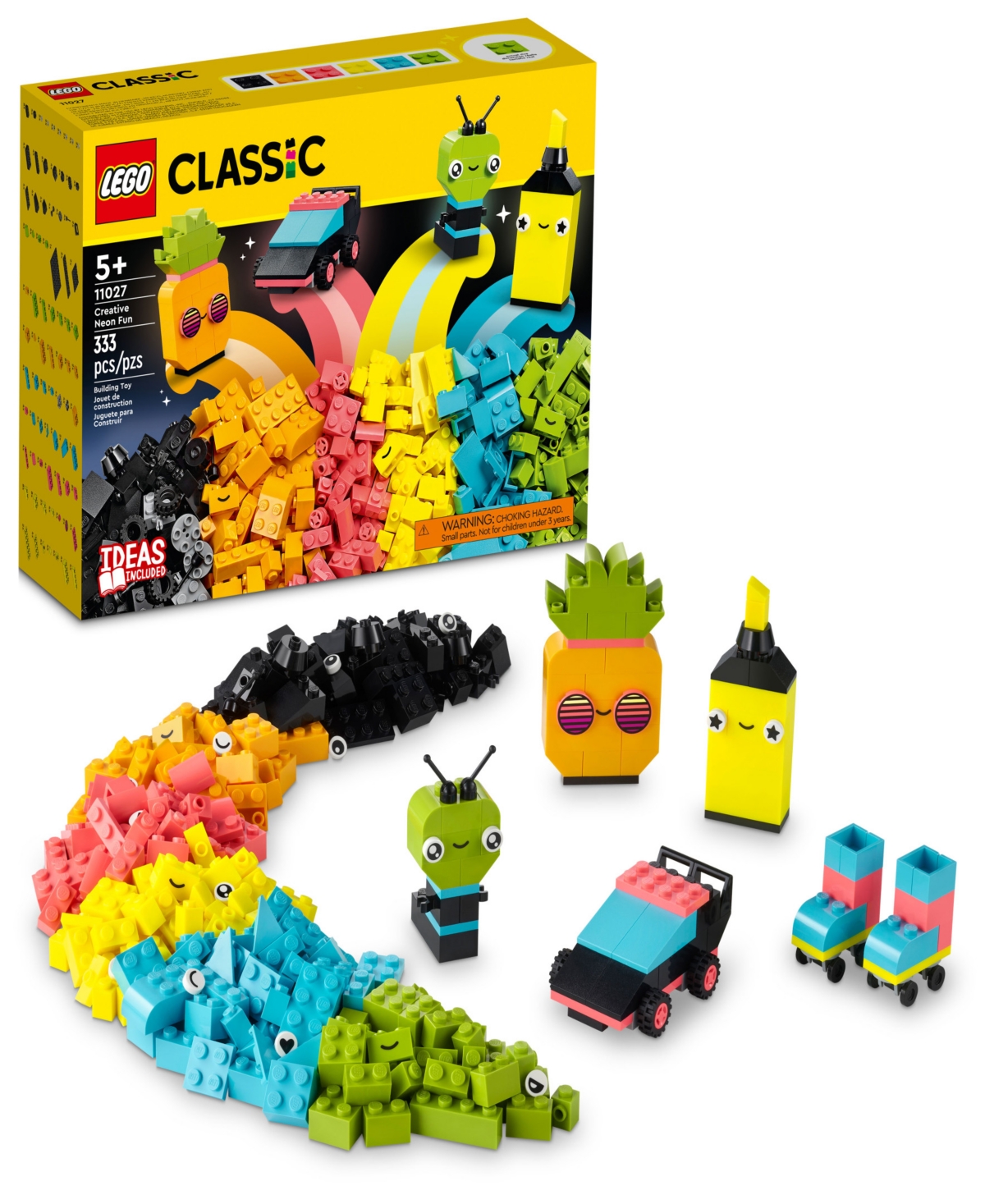 Lego Classic 11027 Creative Neon Fun Toy Assorted Piece Brick Expansion Building Set In Multicolor