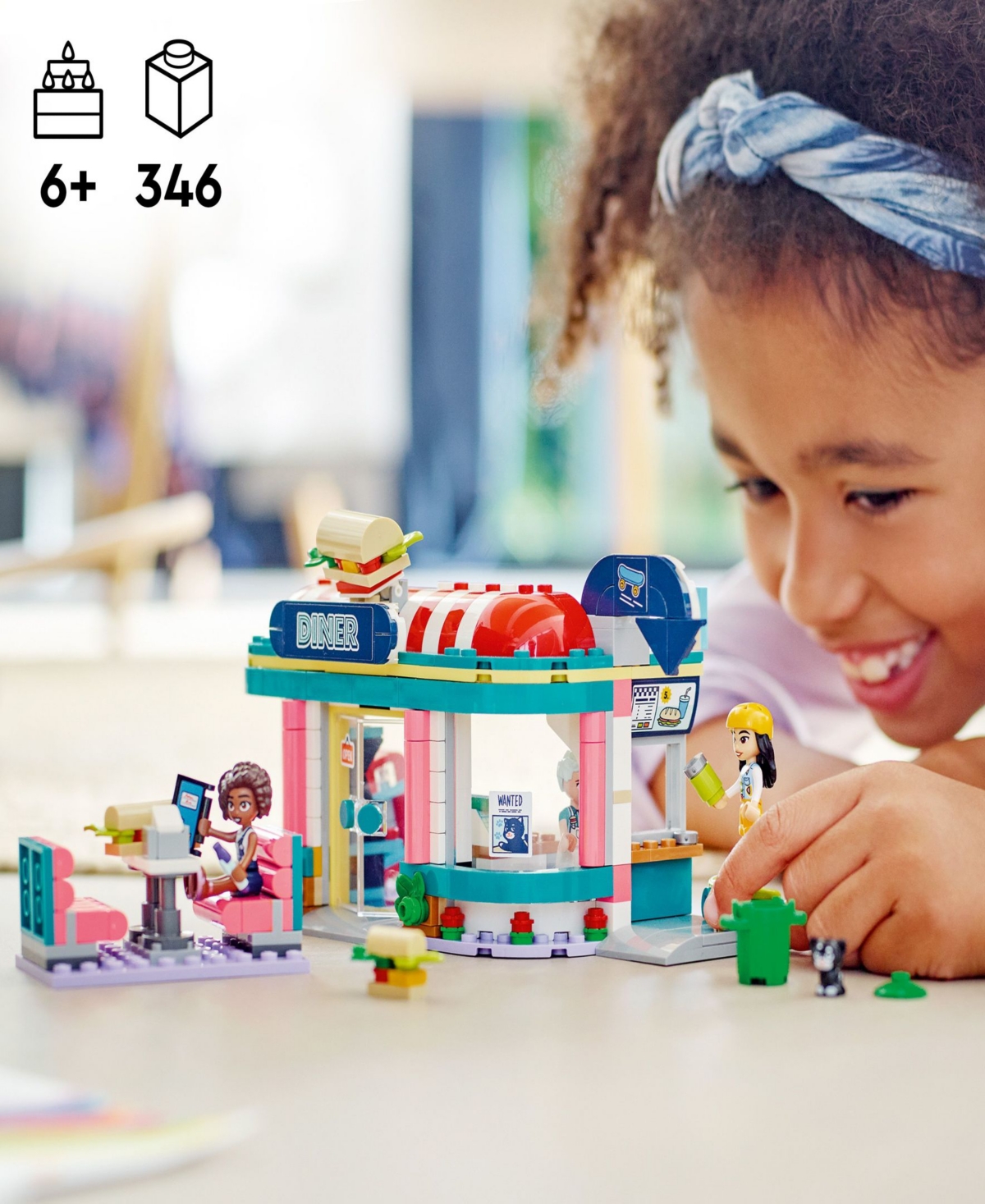 Lego Friends Heartlake Downtown Diner 41728 Toy Building Set With Liann, Aliya And Charli Figures In Multicolor