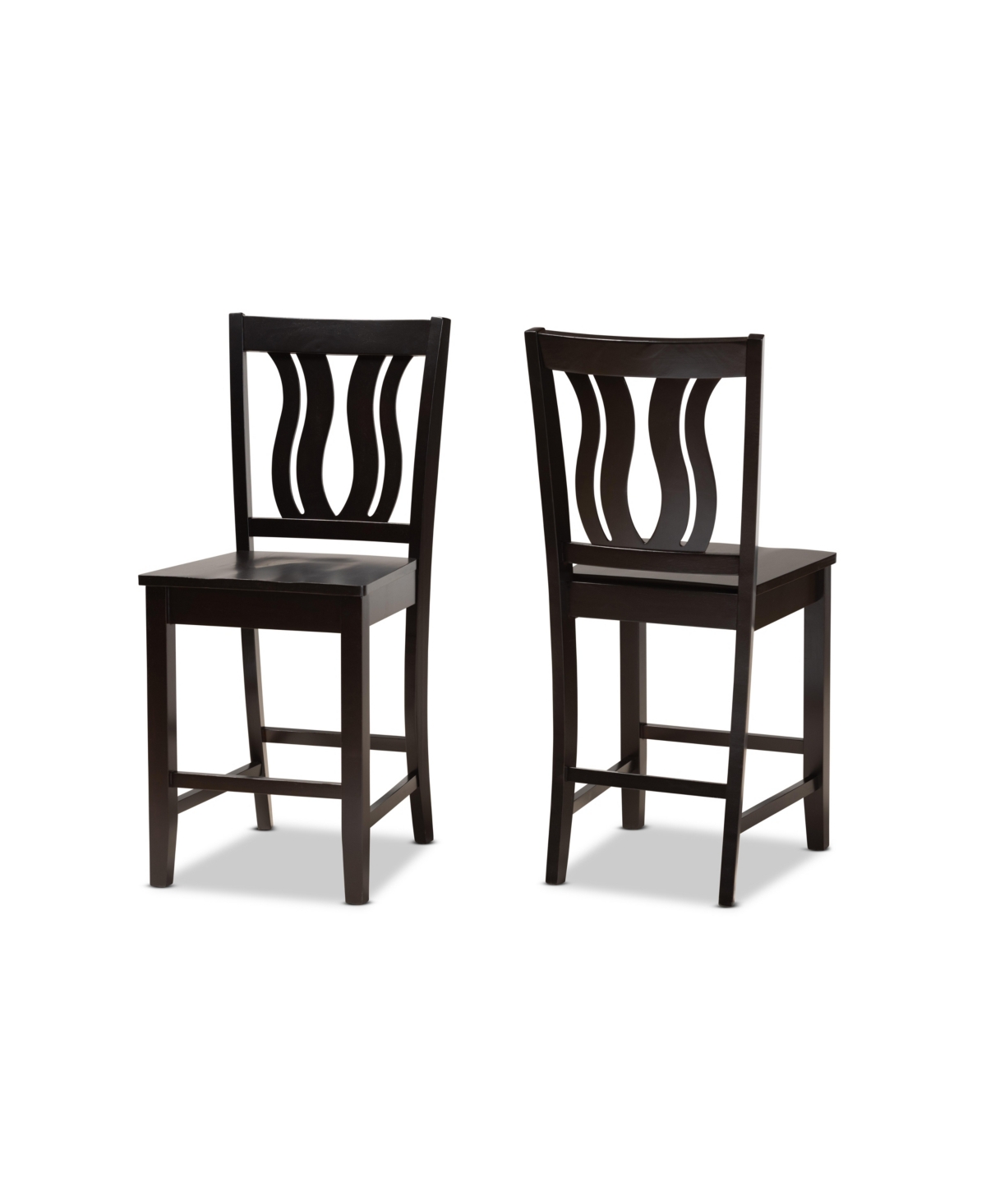 Baxton Studio Fenton Modern And Contemporary Transitional 2-piece Finished Wood Counter Stool Set In Dark Brown