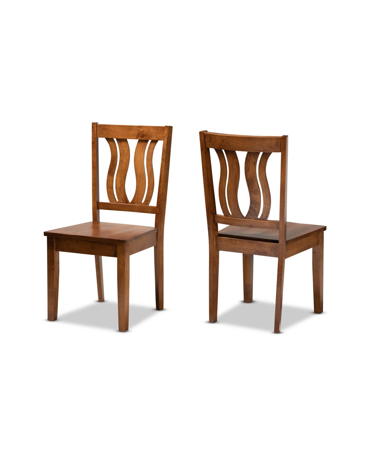 Baxton Studio Fenton Modern And Contemporary Transitional 2-piece Finished Wood Dining Chair Set In Walnut Brown