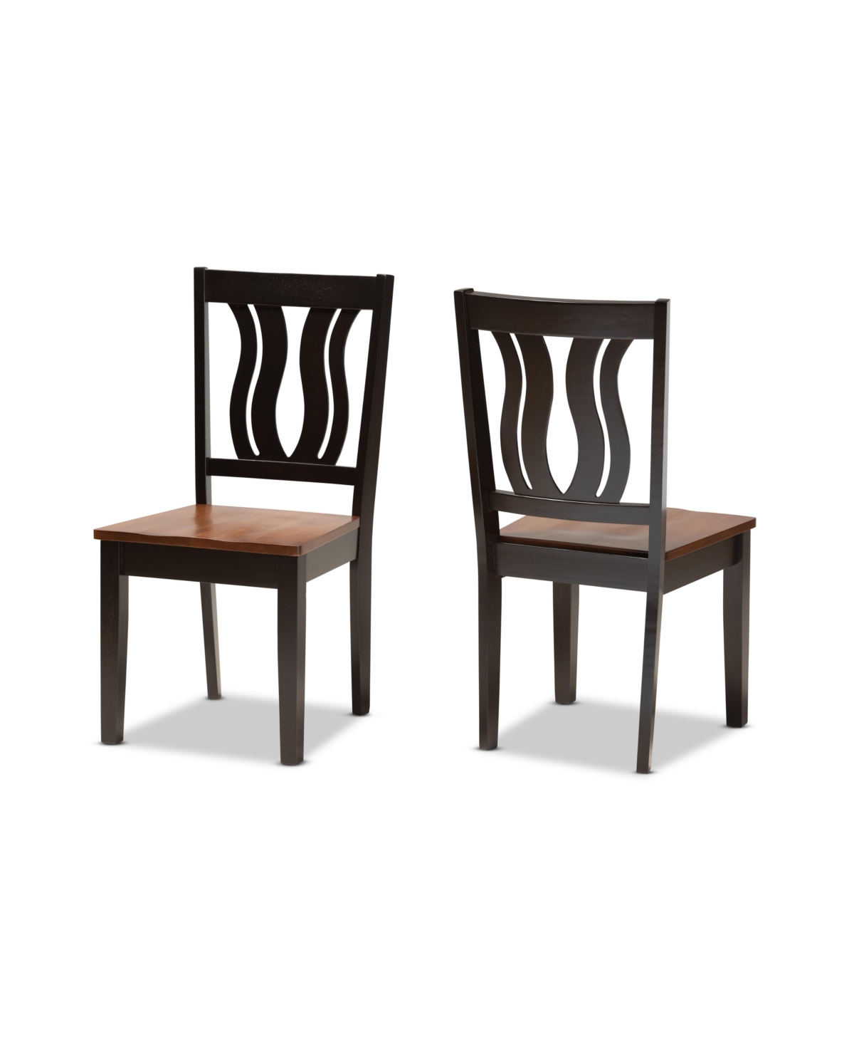 Baxton Studio Fenton Modern And Contemporary Transitional 2-piece Finished Wood Dining Chair Set In Dark Brown,walnut Brown