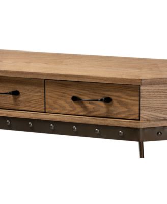 Kellyn Vintage 42.9" Rustic Industrial Finished Wood and Metal 3-Drawer Console Table&nbsp;