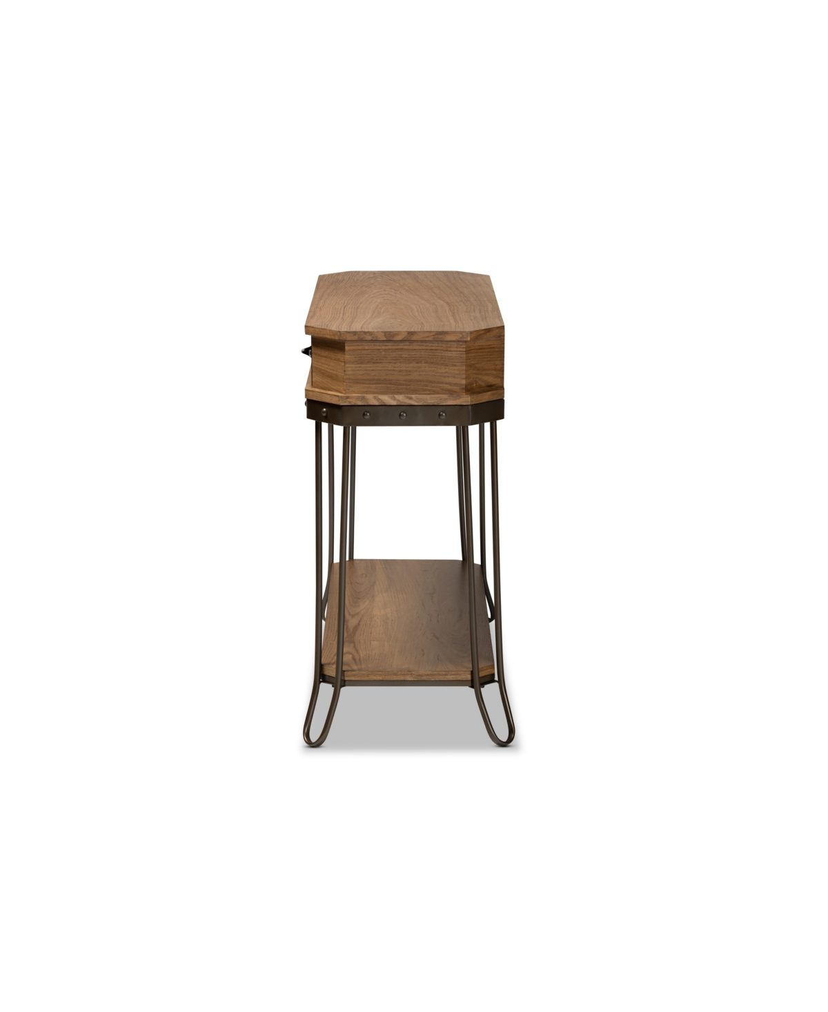 Baxton Studio Kellyn Vintage 42.9" Rustic Industrial Finished Wood And Metal 3-drawer Console Table In Oak Brown,black