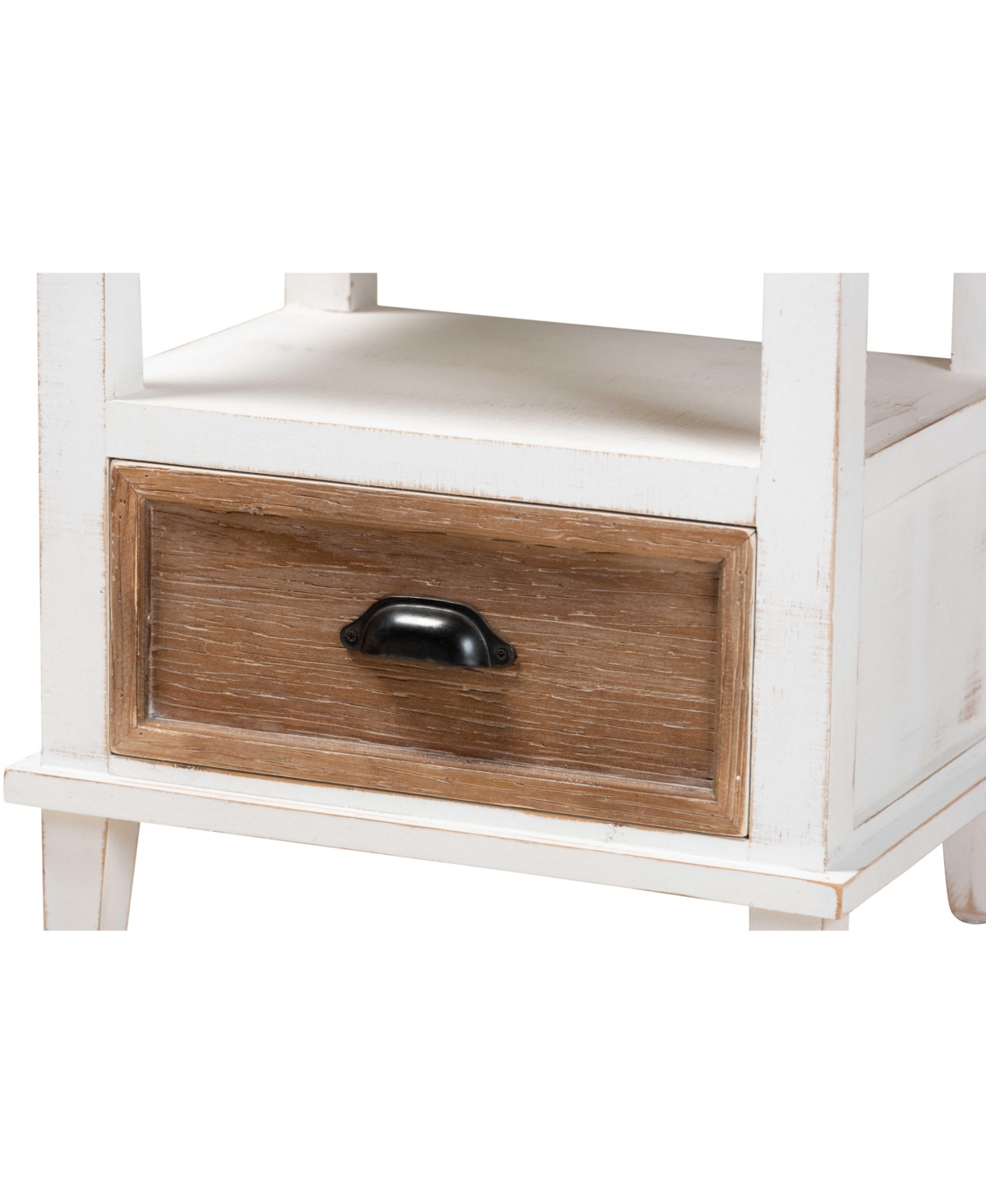 Baxton Studio Glynn Rustic Farmhouse Weathered 20.3" Two-tone And Finished Wood 1-drawer Nightstand In White,oak Brown