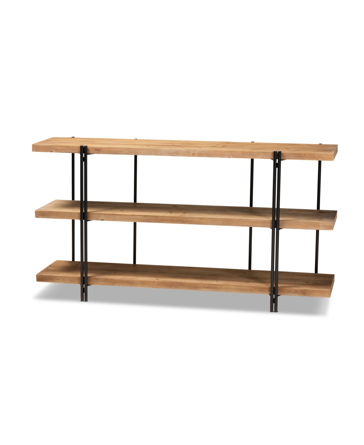 Baxton Studio Tarah Modern 60" Rustic And Industrial Finished Wood And Finished Metal Console Table In Natural Brown,black