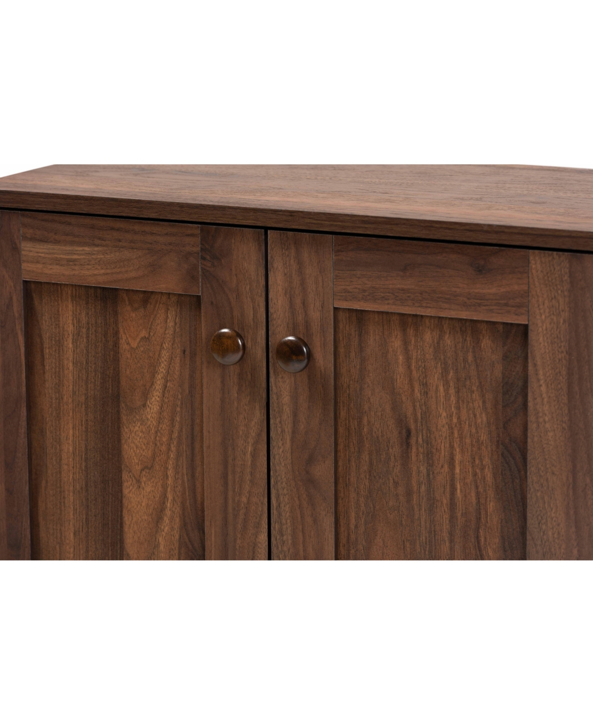 Baxton Studio Nissa Modern And Contemporary 34.6" Finished Wood 2-door Shoe Storage Cabinet In Walnut Brown