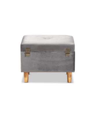 Elias Modern and Contemporary Velvet Fabric Upholstered and Finished Wood Storage Ottoman