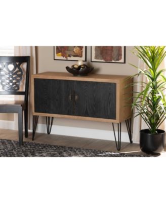 Denali Modern and Contemporary 41.7" Two-Tone and Finished Wood and Metal Storage Cabinet