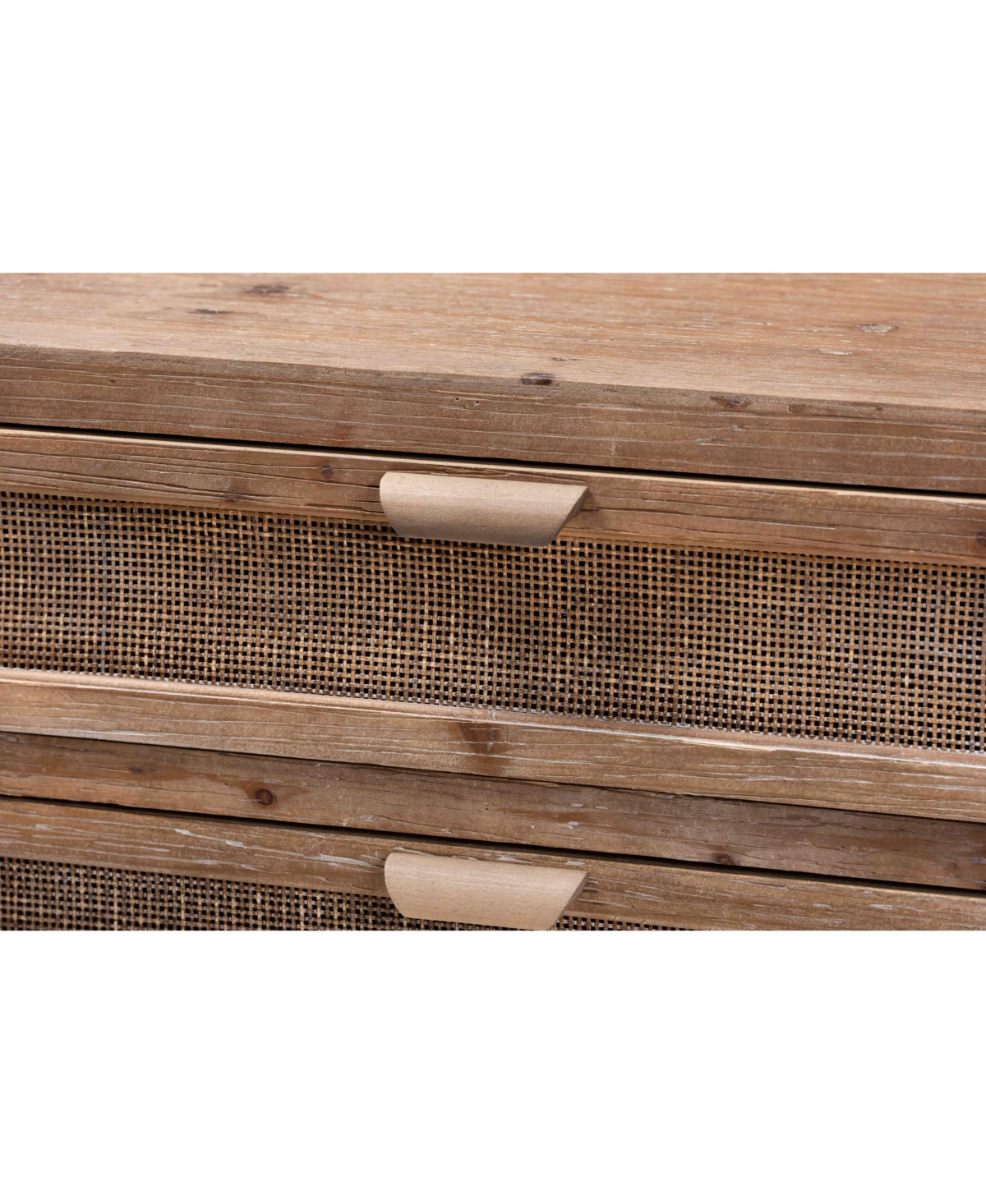 Baxton Studio Calida Mid-century Modern 30.7" Whitewashed Finished Wood And Rattan 3-drawer Storage Cabinet In Natural Brown,black