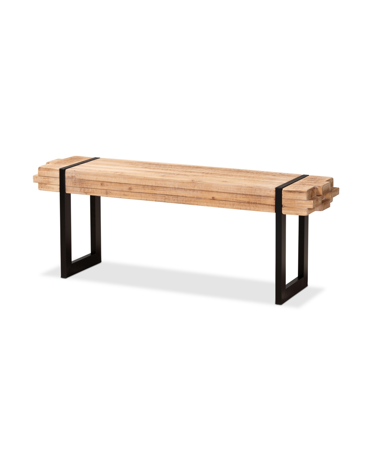 Baxton Studio Henson Rustic And Industrial 47.2" Natural Finished Wood And Finished Metal Bench In Brown,black