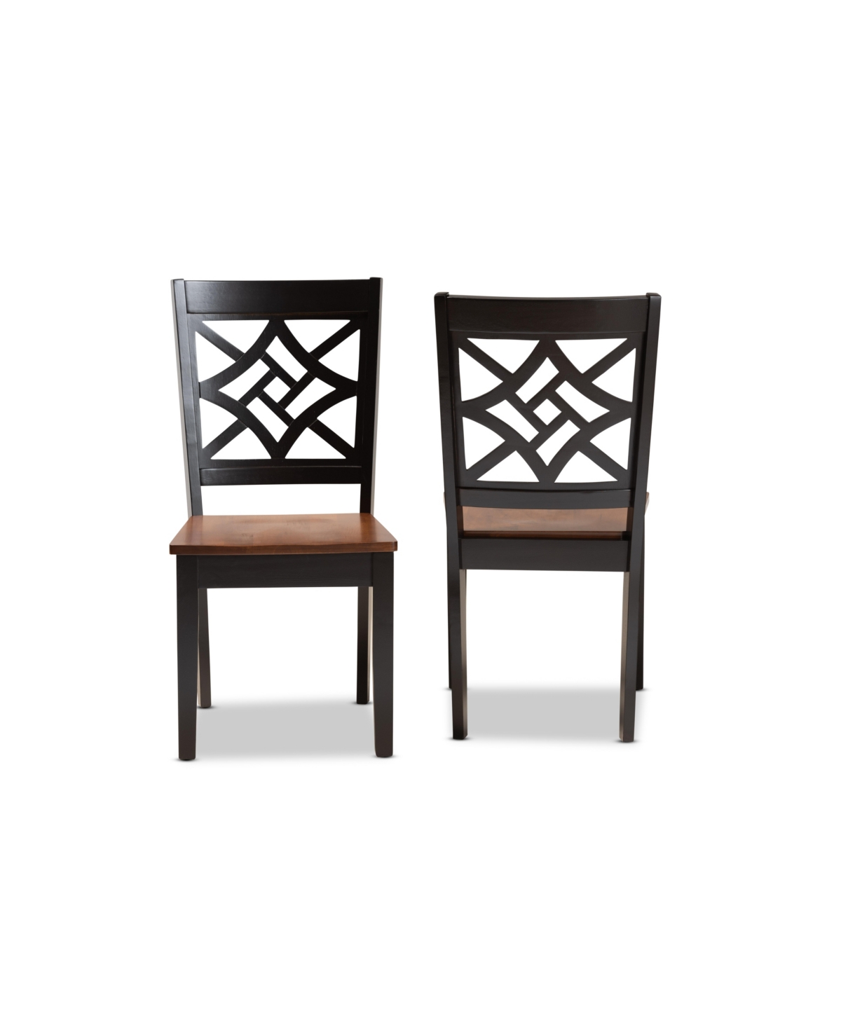 Shop Baxton Studio Nicolette Modern And Contemporary 2-piece Two-tone And Finished Wood Dining Chair Set In Dark Brown,walnut Brown
