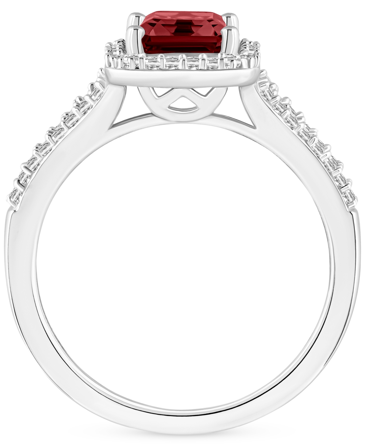 Amethyst (1-5/8 ct. t.w.) & Diamond (1/4 ct. t.w.) Split Shank Ring in Sterling Silver (Also in Citrine, Peridot, & Blue Topaz) - GARNET
