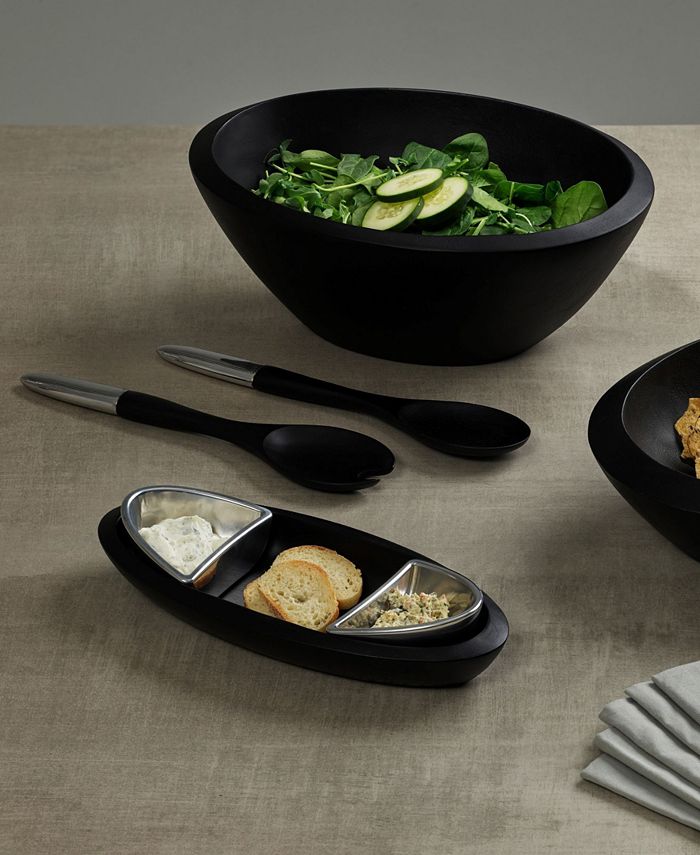 Nambé Noir Salad Bowl with Servers Macy's