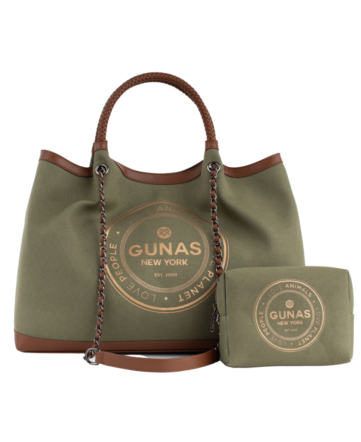 Gunas New York Ruth Canvas Tote and Makeup Pouch