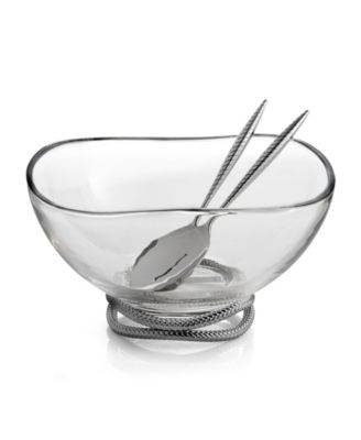 Braid Glass Salad Bowl & Servers