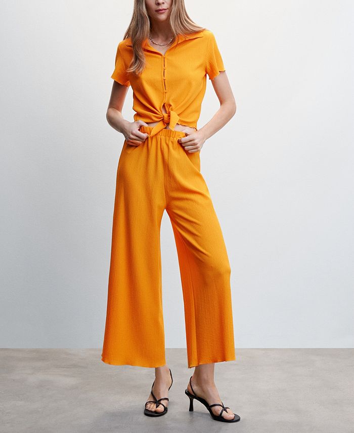 MANGO Women's Textured Flowy Pants Macy's