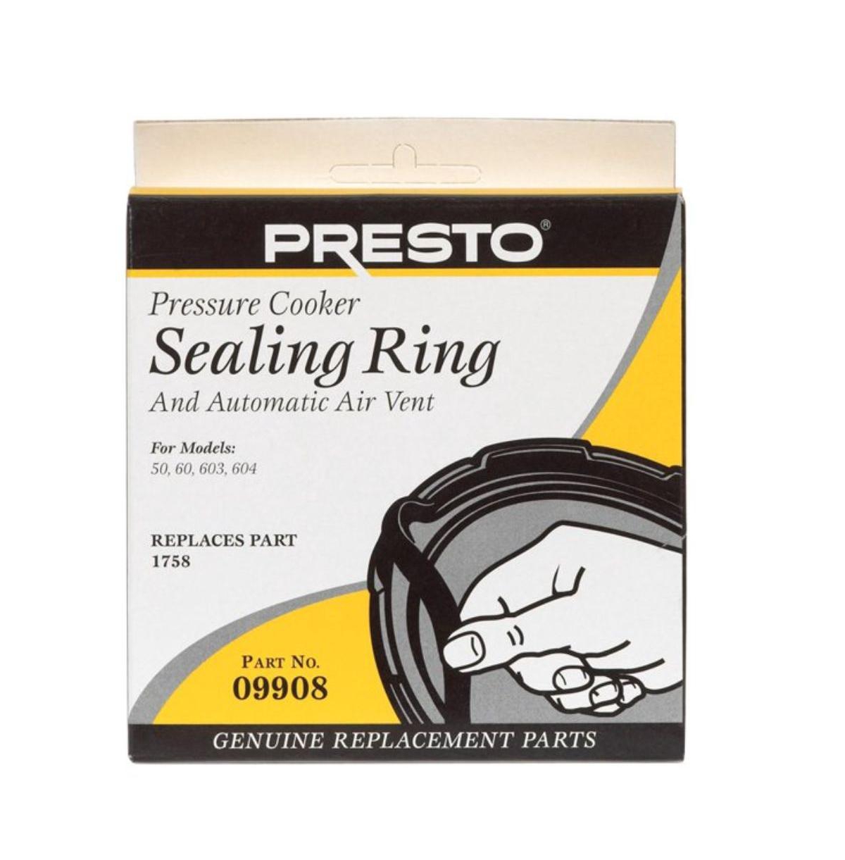 Presto 09908 Pressure Cooker Sealing Ring And Automatic Air Vent In Black
