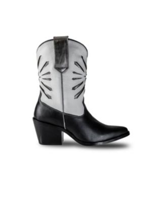 Women's Italian Western White Premium Leather Boots Fireworks by