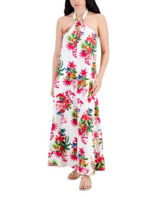 petite boquet-print maxi dress