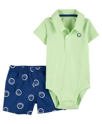 Carter's Baby Boys Polo Bodysuit and Smiley Face Shorts, Piece