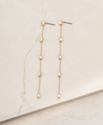 Linear Baguette Earrings in 18K Gold Plating