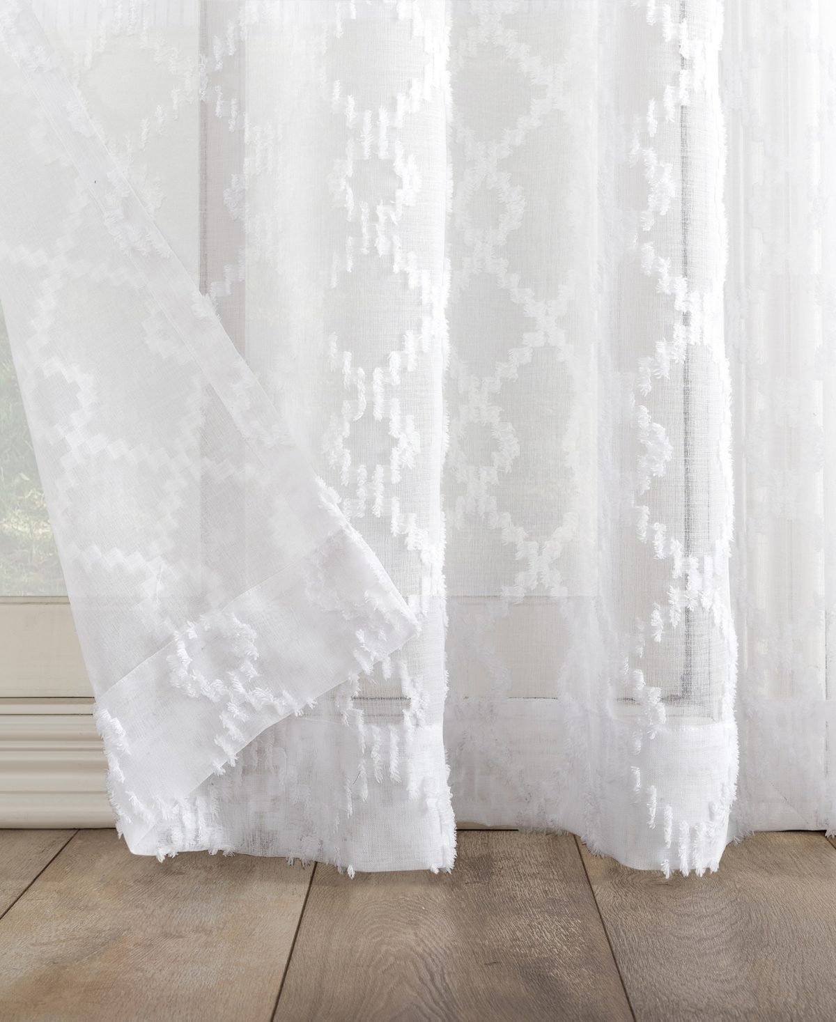 Tina Geometric Clipped Semi-Sheer Rod Pocket Curtain Panel