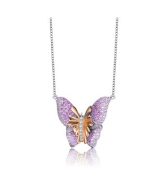 High Quality Sterling Silver Cubic Zirconia Butterfly Necklace