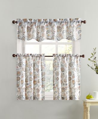 Signy Jacobean Pattern Semi Sheer Rod Pocket Kitchen Curtain Collection