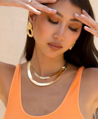 Gold-Plated Flat Snake Chain Necklace