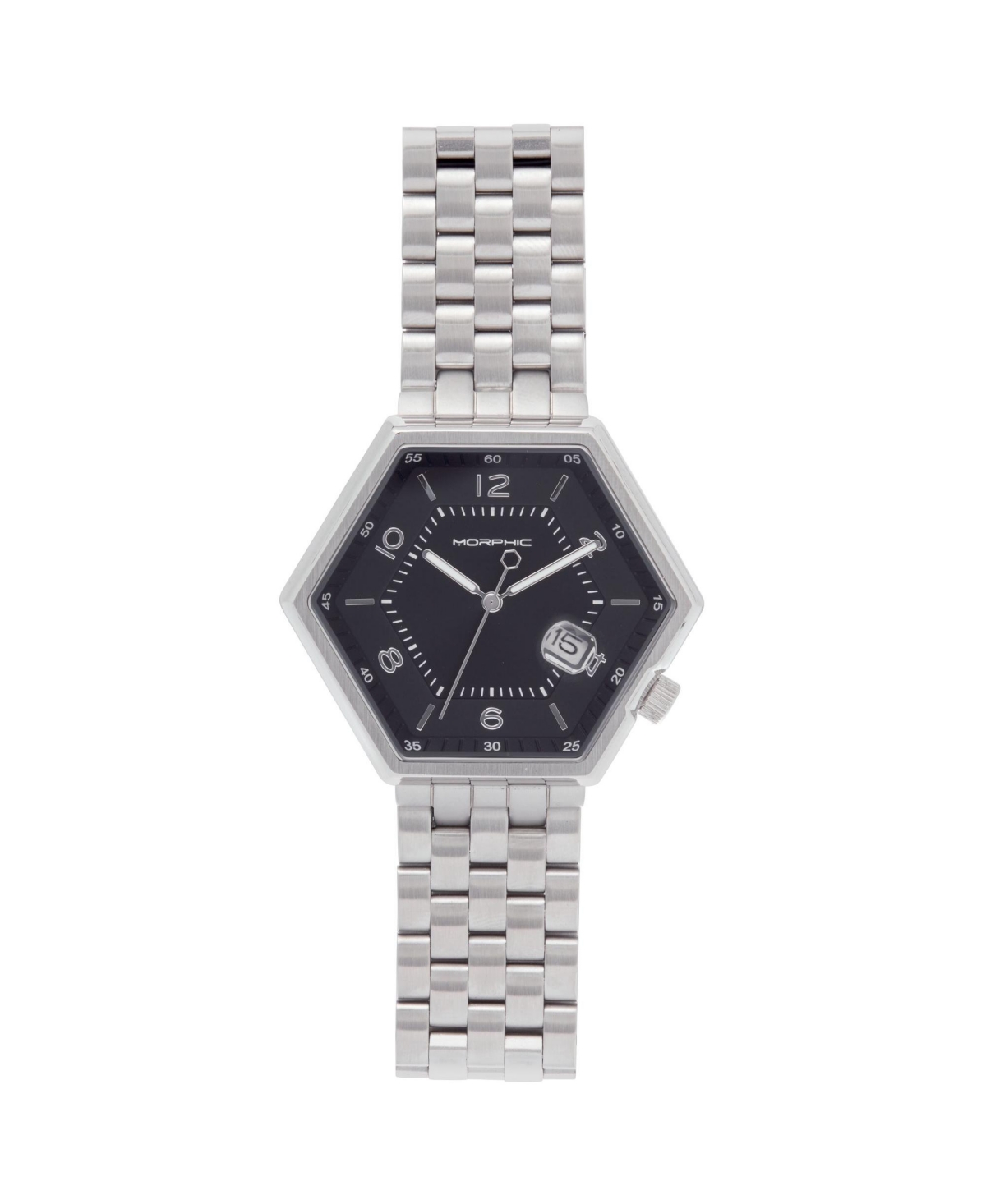 Men M95 Series Stainless Steel Watch - Black/Silver, 45mm - Black/silver