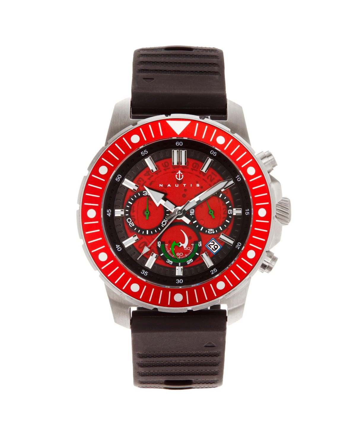 Men Caspian Rubber Watch - Black/Red, 45mm - Black/red