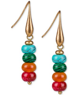 Patricia Nash - Gold-Tone Multicolor Beaded Drop Earrings
