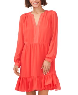 Vince Camuto Women's Slitted V Neck Tea Length Evening Shift Dress Green Size X-Small main image 1