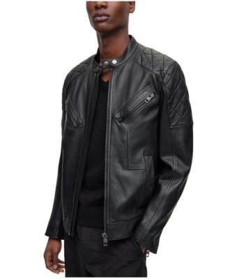 Hugo boss slim fit leather jacket best sale