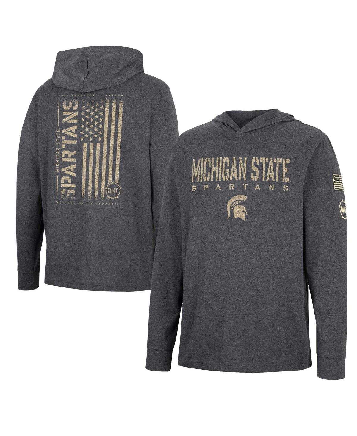 COLOSSEUM MEN'S COLOSSEUM CHARCOAL MICHIGAN STATE SPARTANS TEAM OHT MILITARY-INSPIRED APPRECIATION HOODIE LONG