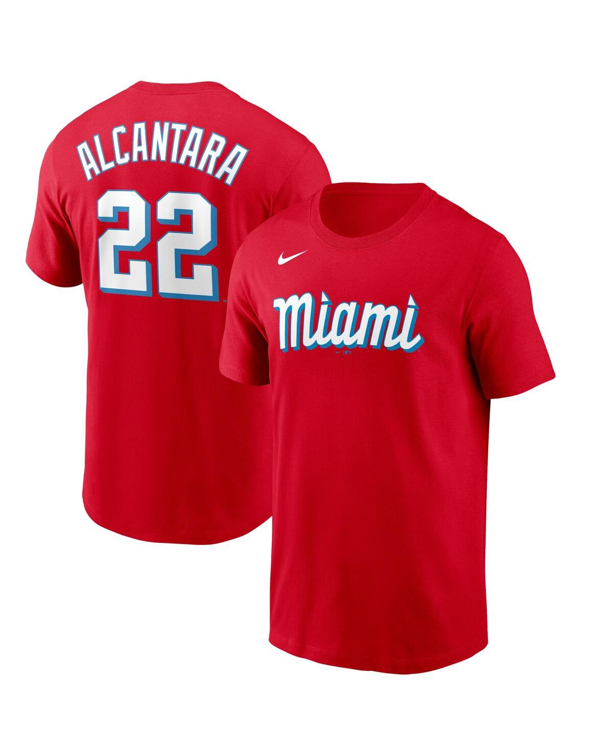 NIKE MEN'S NIKE SANDY ALCANTARA RED MIAMI MARLINS CITY CONNECT NAME AND NUMBER T-SHIRT