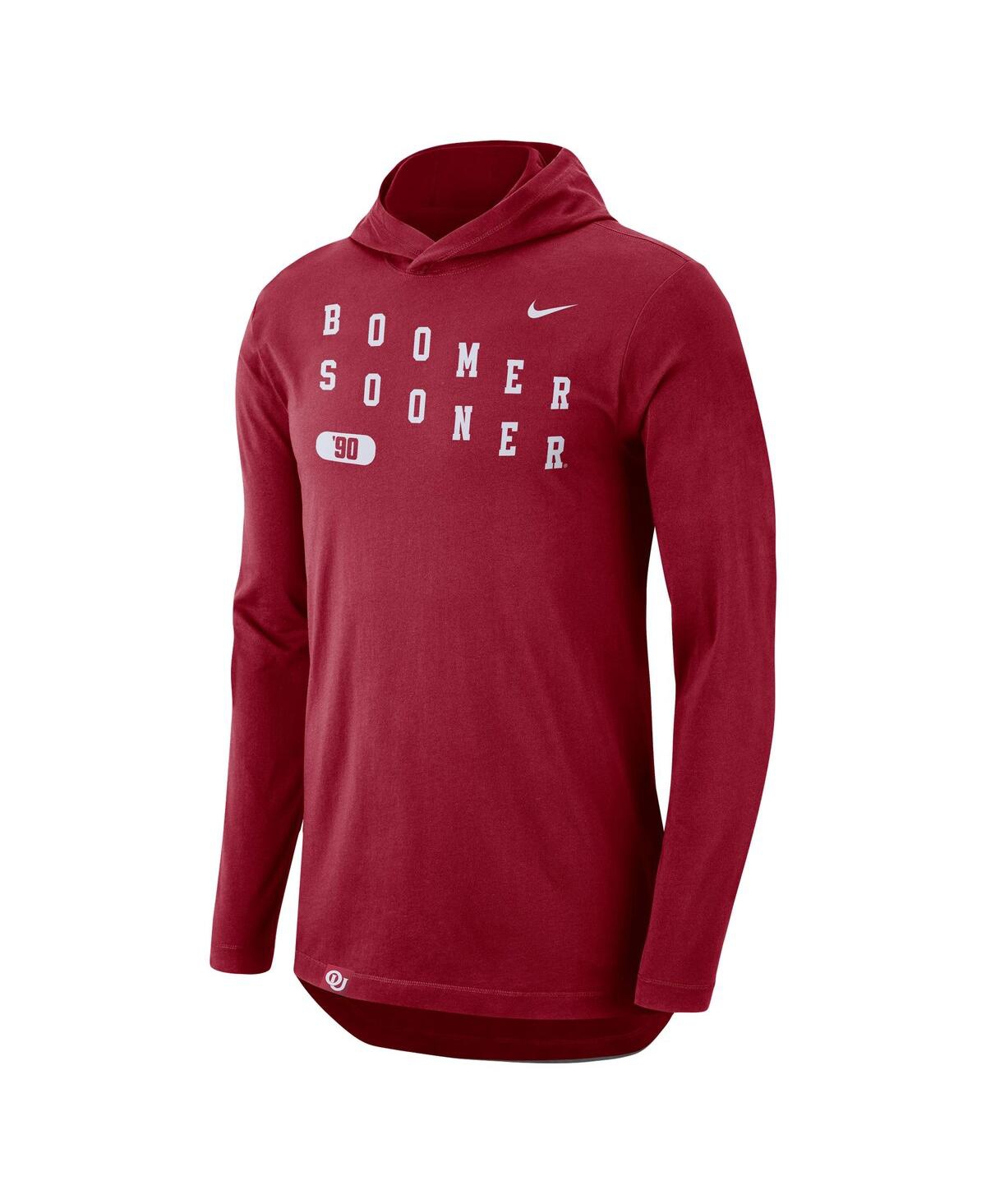 Shop Nike Men's  Crimson Oklahoma Sooners Team Performance Long Sleeve Hoodie T-shirt