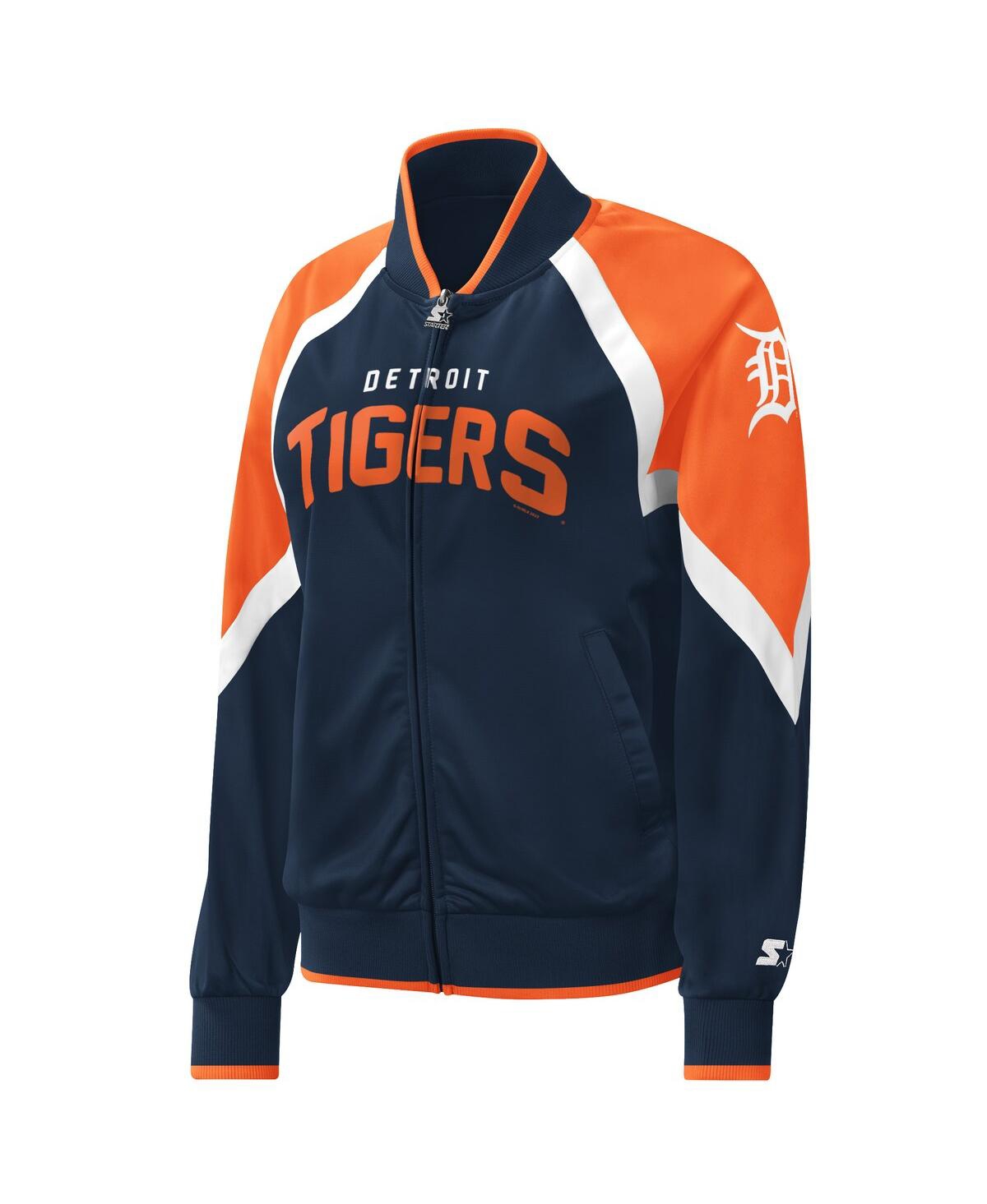 Shop Starter Women's  Navy Detroit Tigers Touchdown Raglan Full-zip Track Jacket