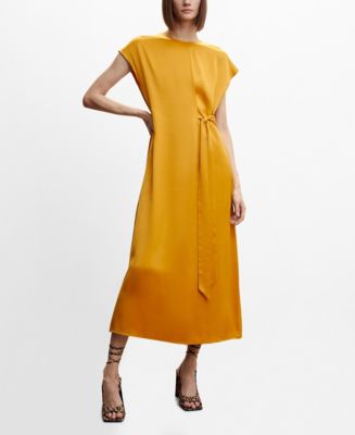 mango satin dress with knot MANGO SATIN GRAY DRESS WITH KNOT S (4-6)