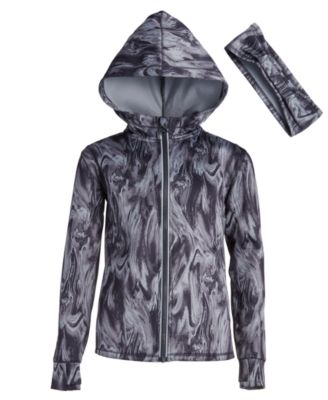 ID Ideology - Big Girls Marble Brush Long-Sleeve Jacket & Headband