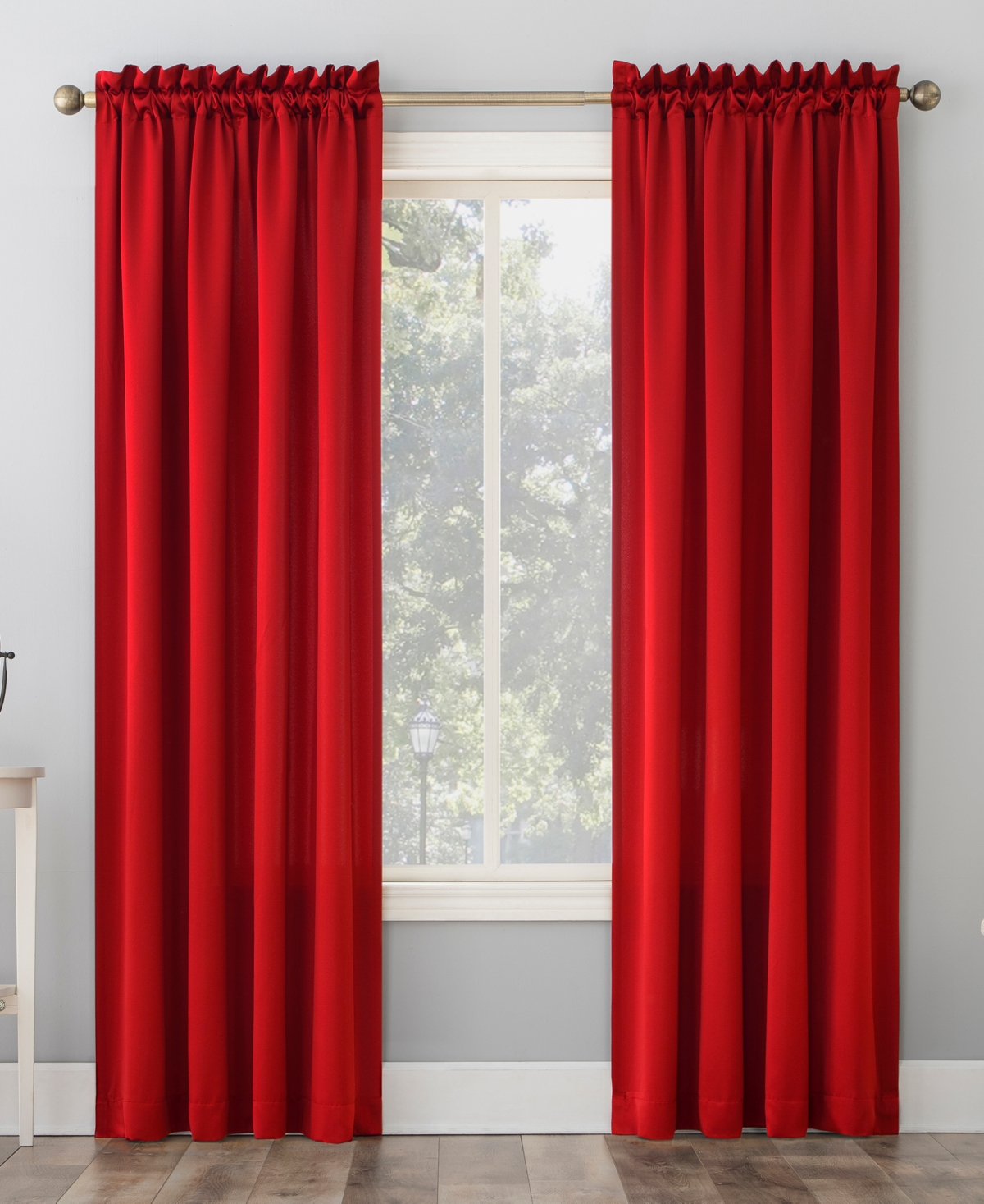 Sun Zero Grant Rod Pocket Top Curtain Panel, 54" X 84" In Red Pepper