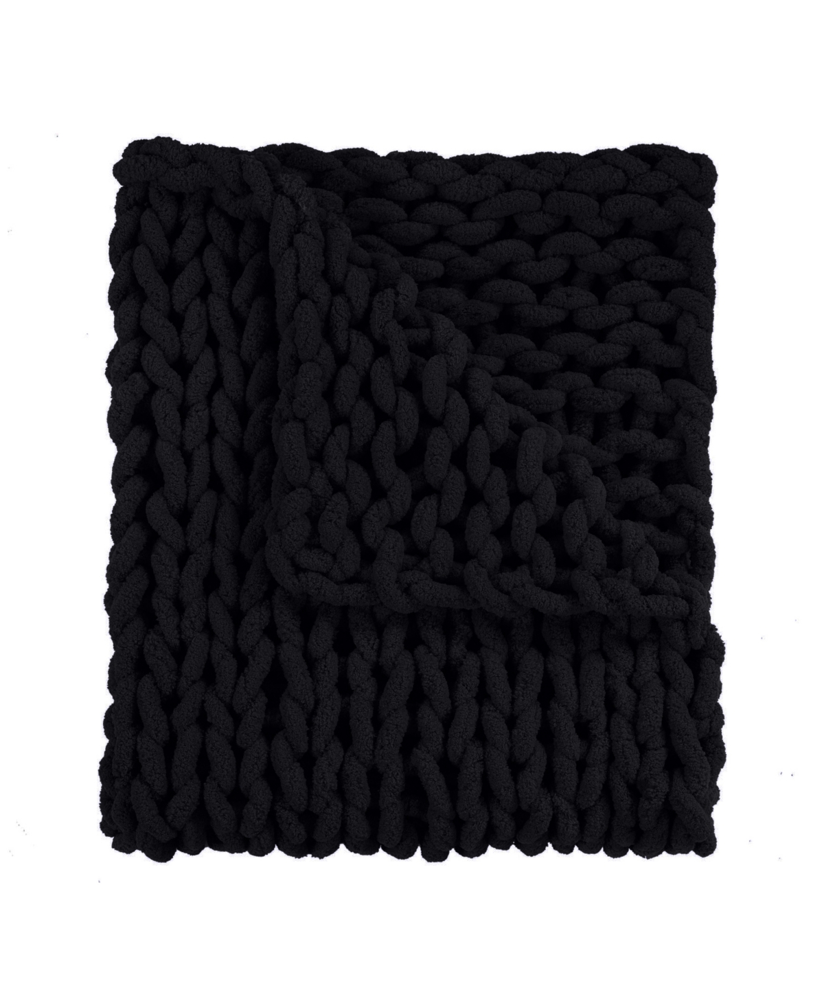 Donna Sharp Chenille Knitted Throw, 40" X 50" In Black