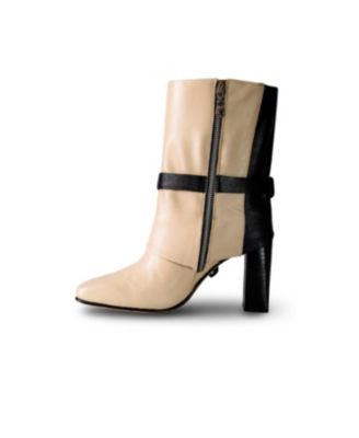 Women's Ivory & Black Premium Leather Boots Nat By