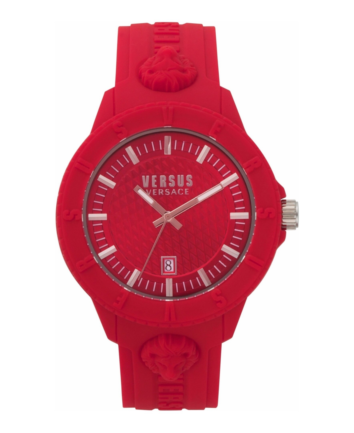 Shop Versus Men's 3 Hand Date Quartz Tokyo Red Silicone Watch, 43mm