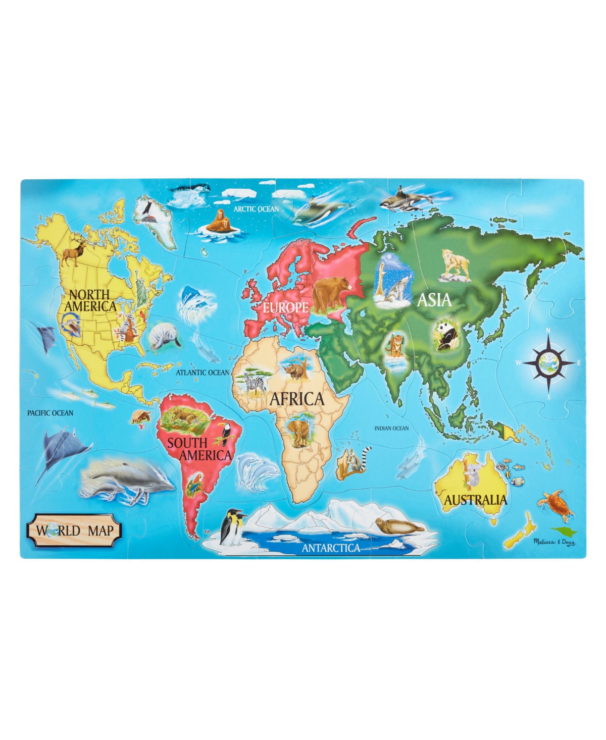 Melissa & Doug Kids'  World Map Jumbo Jigsaw Floor Puzzle With 33 Pieces In Multi