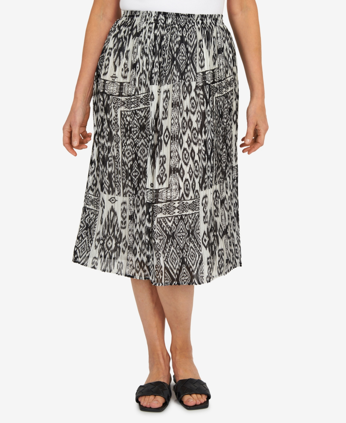 ALFRED DUNNER WOMEN'S SUMMER IN THE CITY PATCHWORK PLEATED MIDI SKIRT