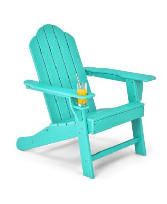 Patio Adirondack Chair Weather Resistant Garden Deck W/Cup Holder